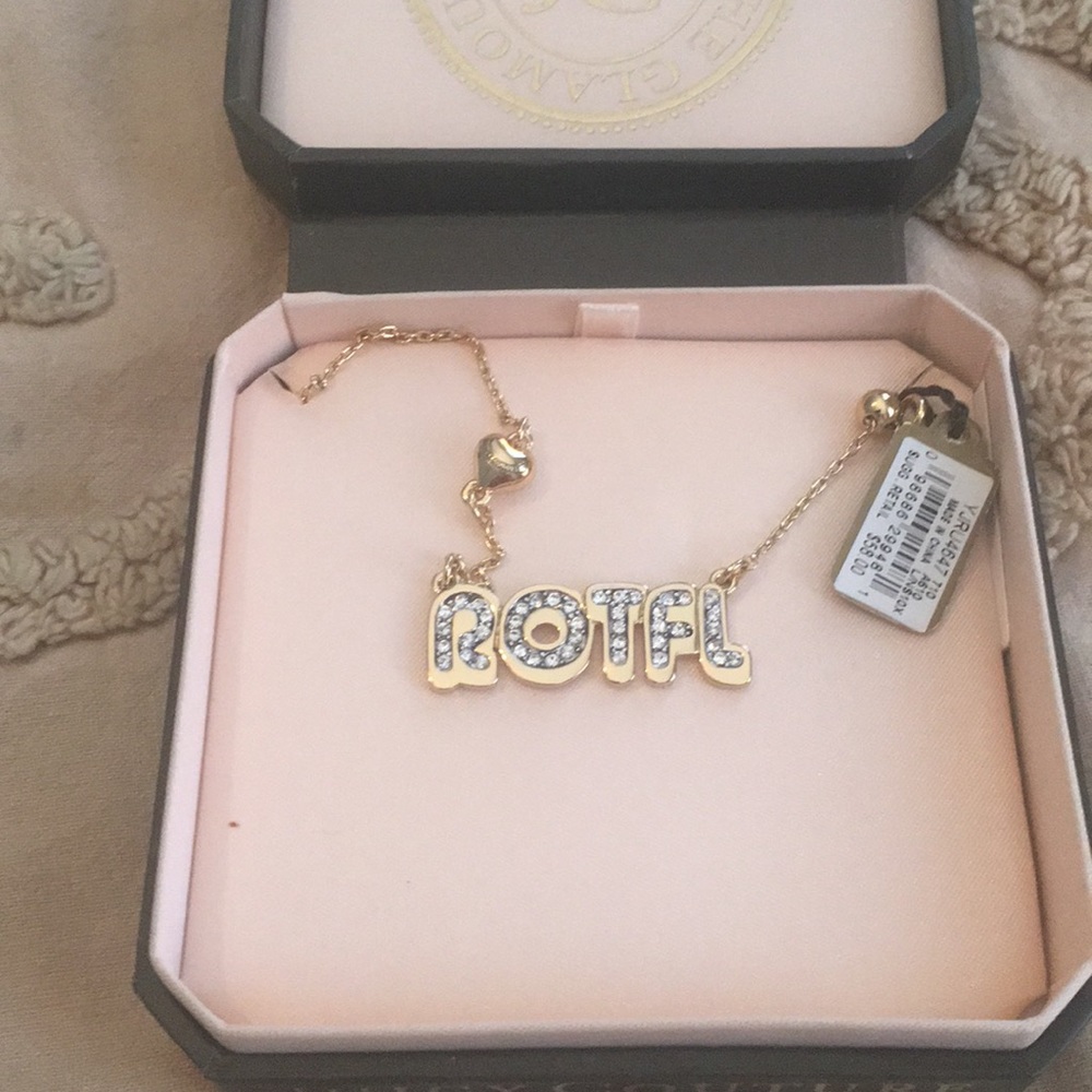 Juicy couture “rOTFL” necklace. Rhinestone. NWT‎